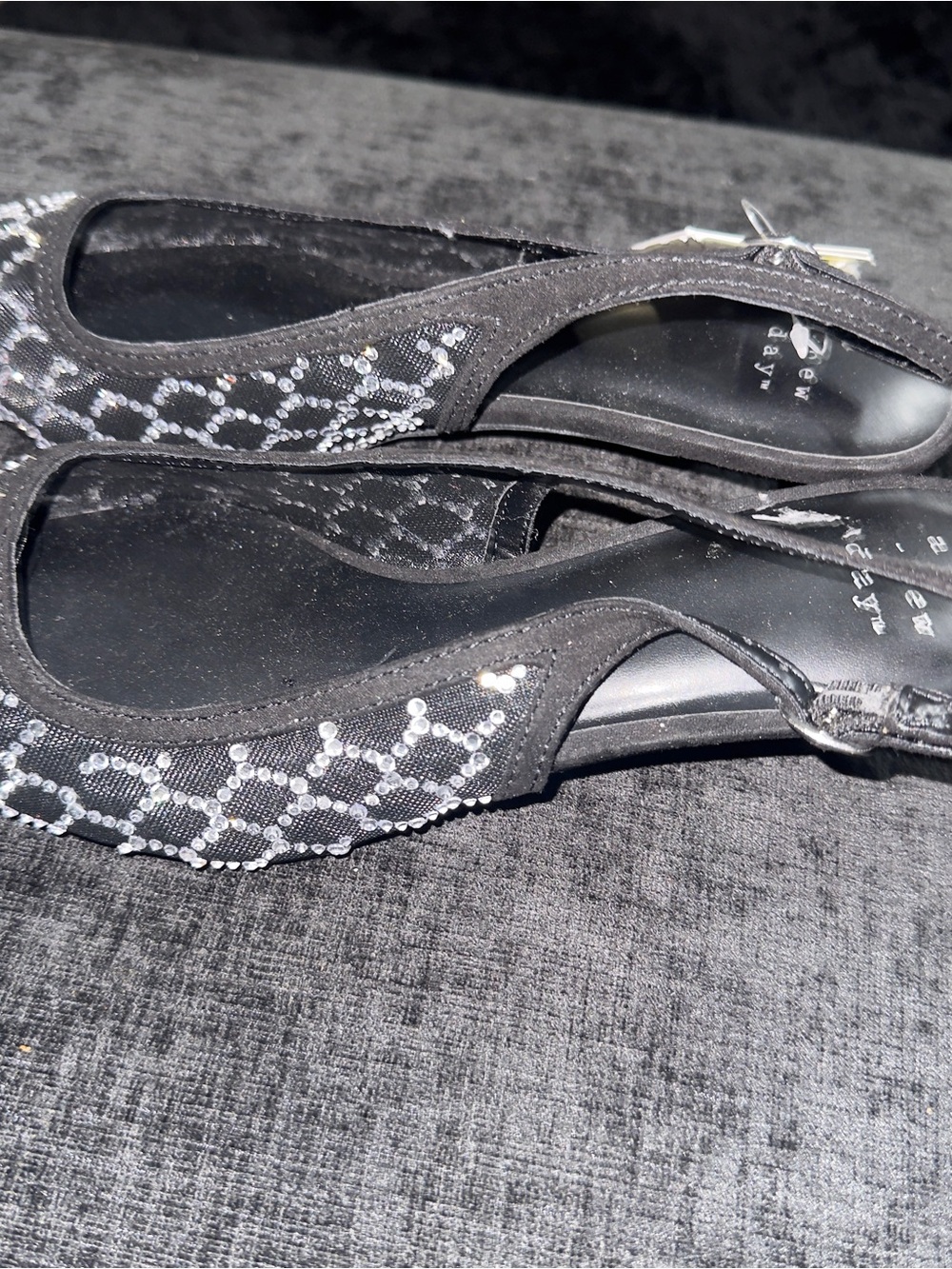a new day Black Rhinestone Mesh Pointed Slingback Flats - Picture 6 of 7